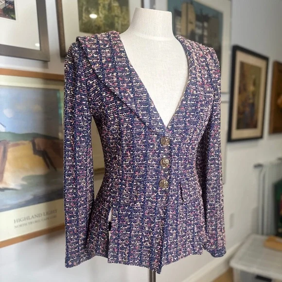 St. John Blue and Pink Tweed Blazer - Picture 10 of 13
